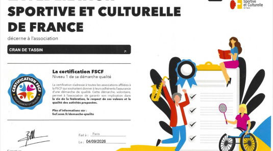 Le CRAN de Tassin obtient la certification qualité de la FSCF